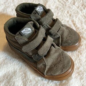 Vans Green and Brown High-Top Sneakers with Velcro Straps